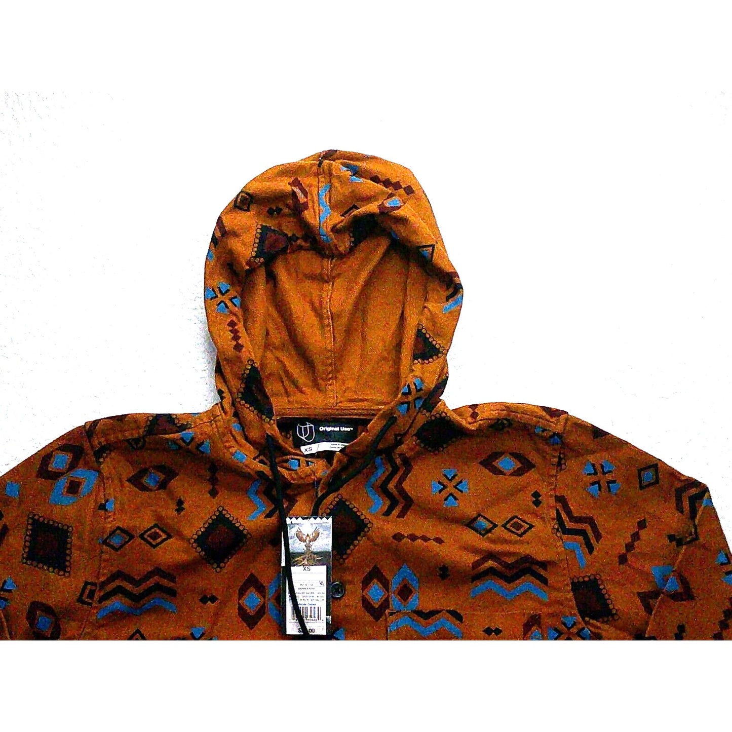 Original Use Hoodie Mens XSmall Brown Southwest Long Sleeve Button Up Pocket