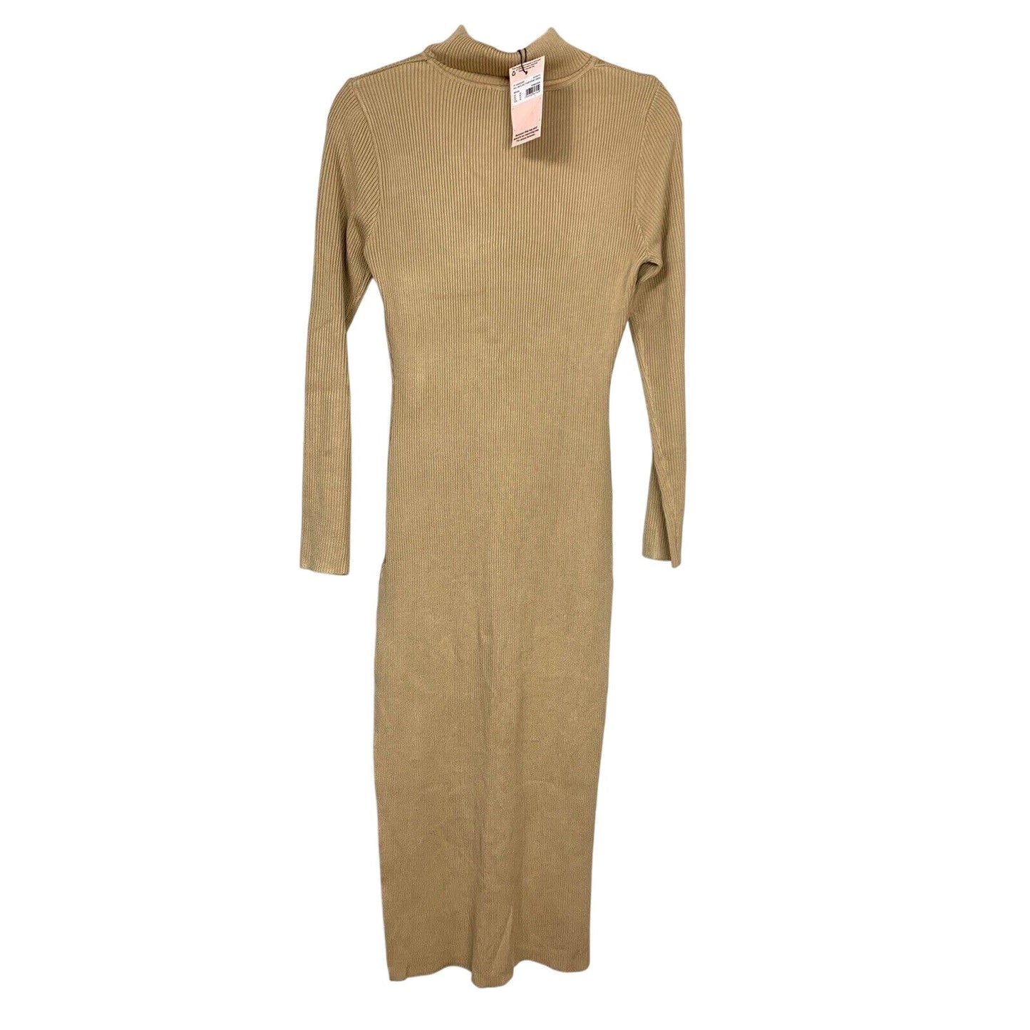 Missguided Dress Womens 14 Brown Roll Neck Split Side Bodycon Sweater Knit New