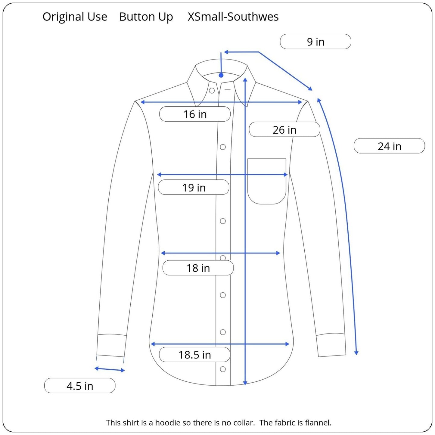 Original Use Hoodie Mens XSmall Brown Southwest Long Sleeve Button Up Pocket