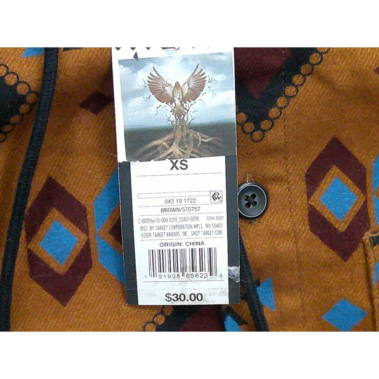 Original Use Hoodie Mens XSmall Brown Southwest Long Sleeve Button Up Pocket