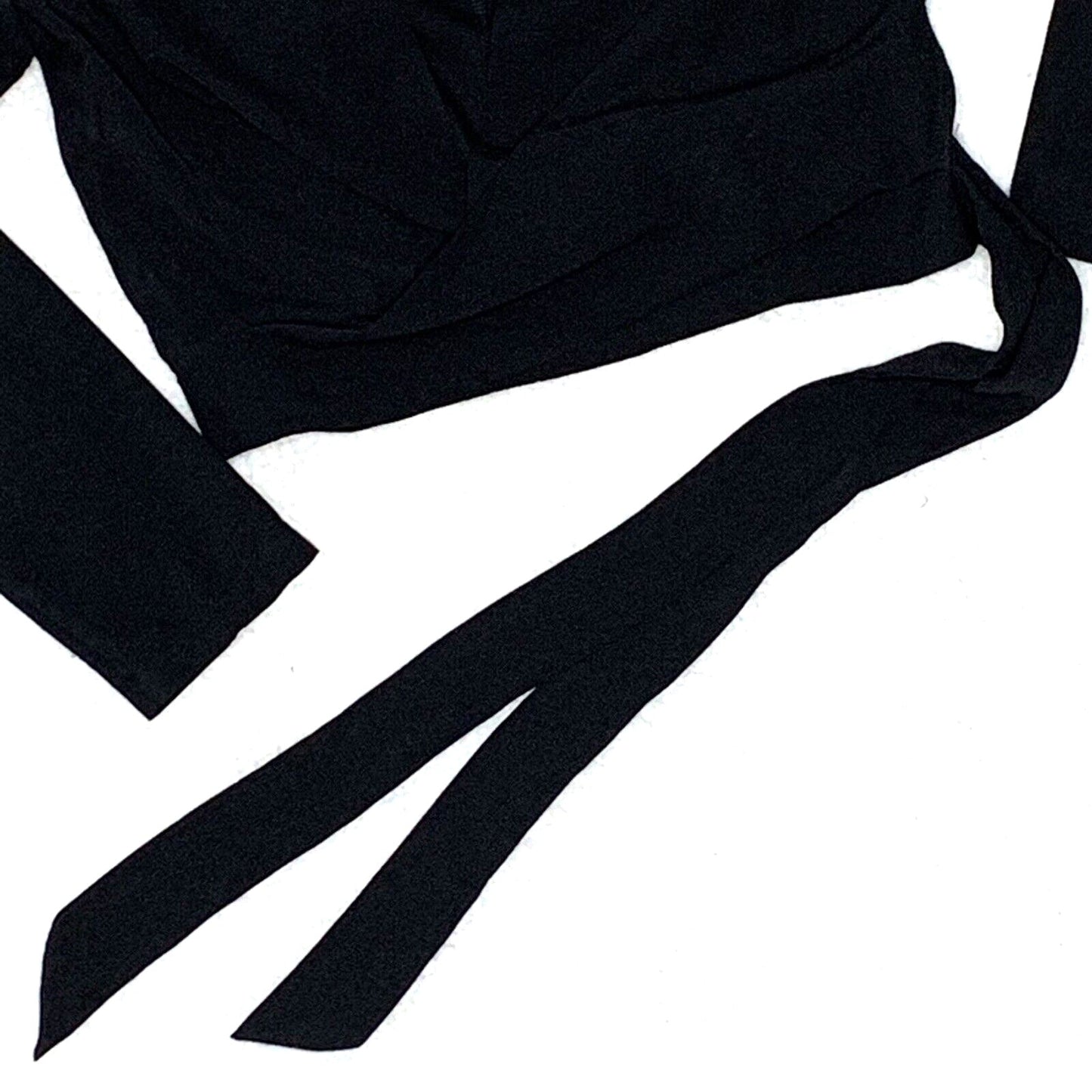 Rumor Boutique Top Womens Small Black Front Zipper Cropped Tied Waist Stretch
