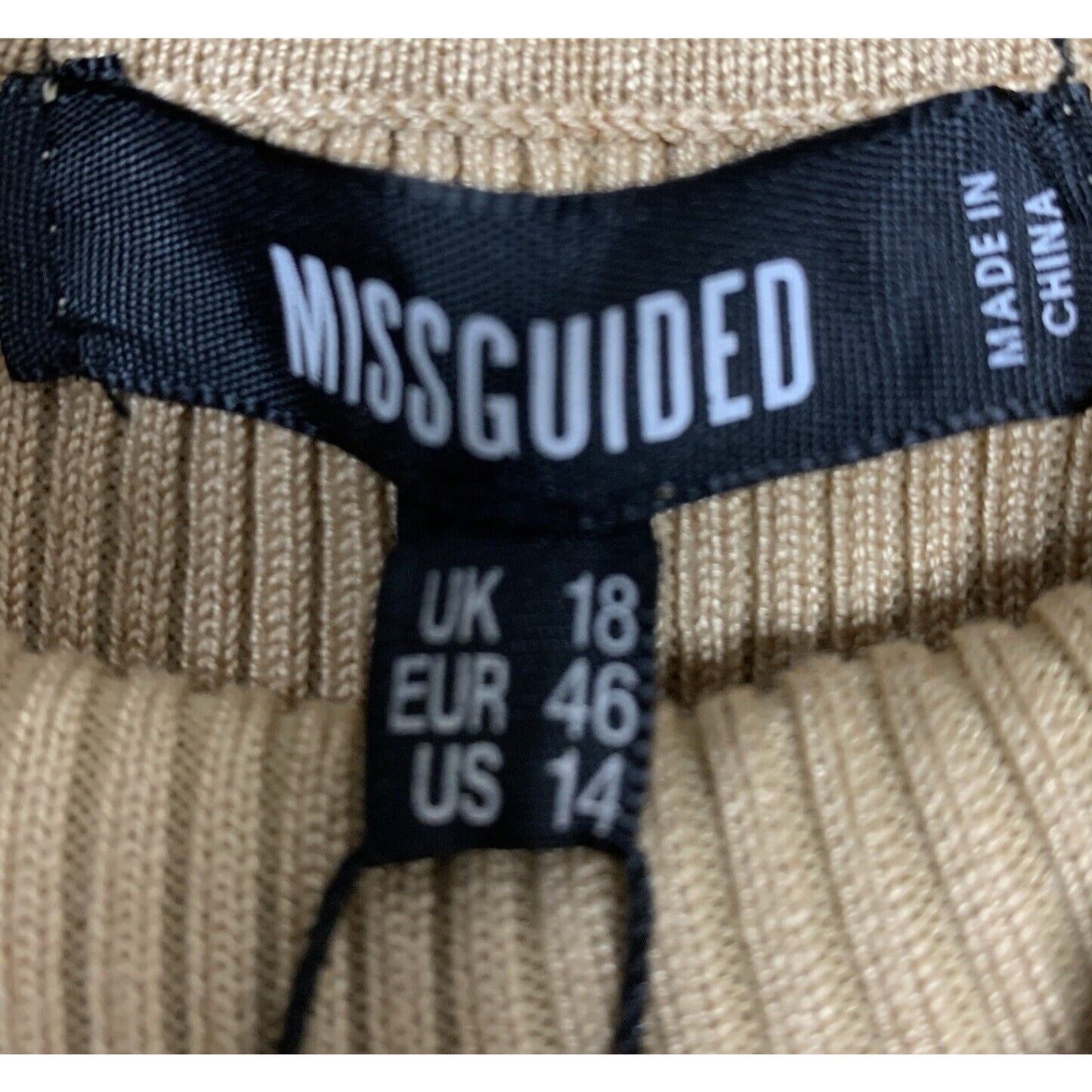 Missguided Dress Womens 14 Brown Roll Neck Split Side Bodycon Sweater Knit New