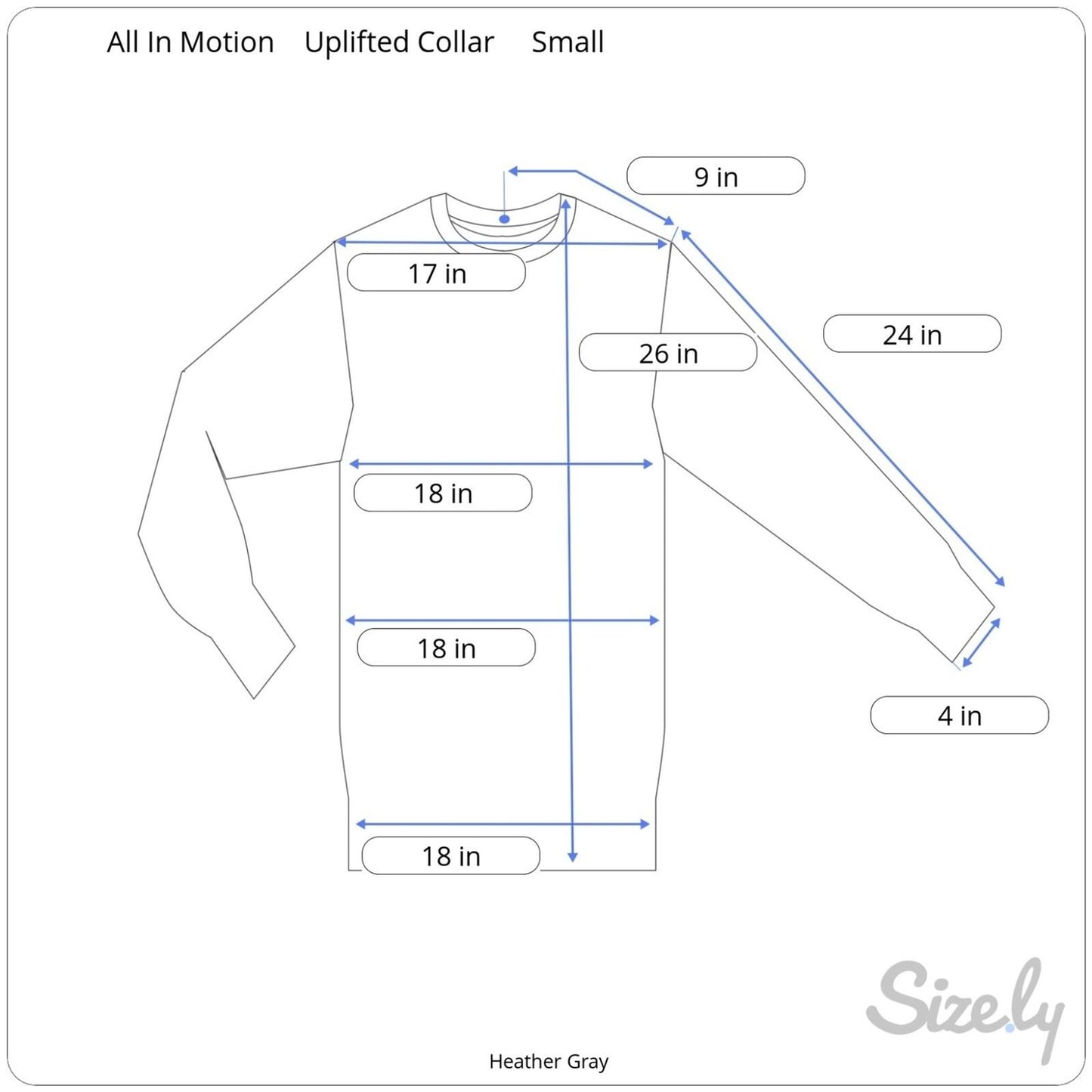 All In Motion Adult Small Gray Heather Pullover Elevated Collar Standard Fit