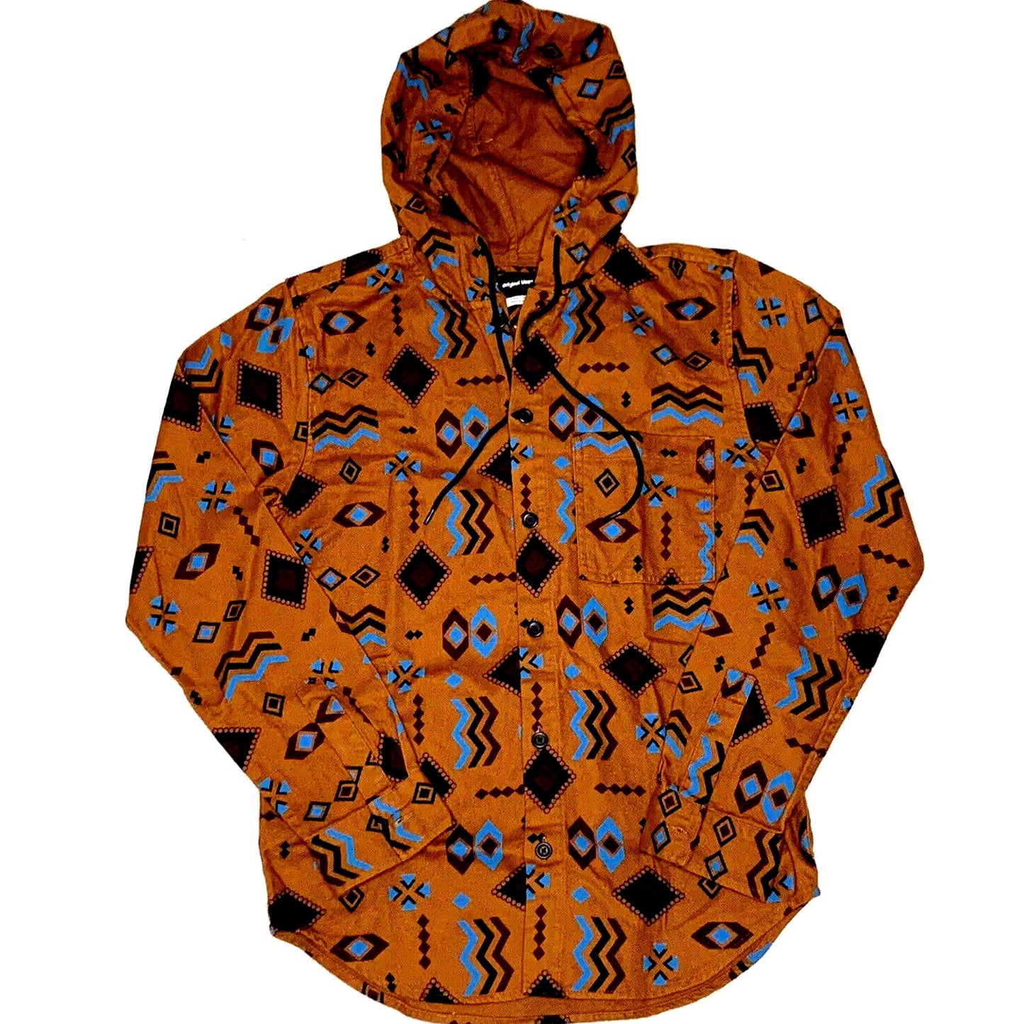 Original Use Hoodie Mens XSmall Brown Southwest Long Sleeve Button Up Pocket