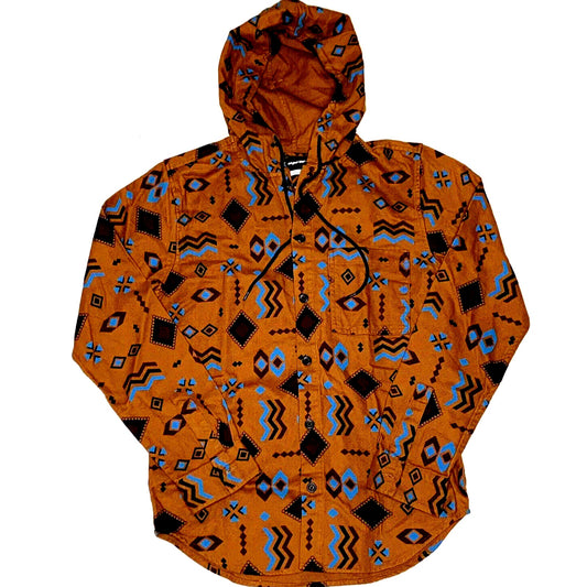 Original Use Hoodie Mens XSmall Brown Southwest Long Sleeve Button Up Pocket