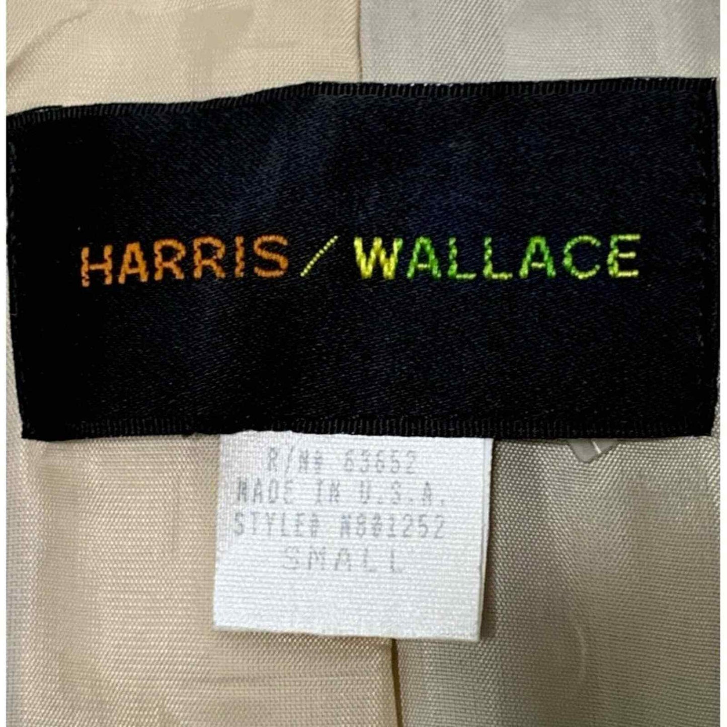 Harris Wallace Jacket Womens Small Blue Beige Button Shoulder Pads Lined Blazer