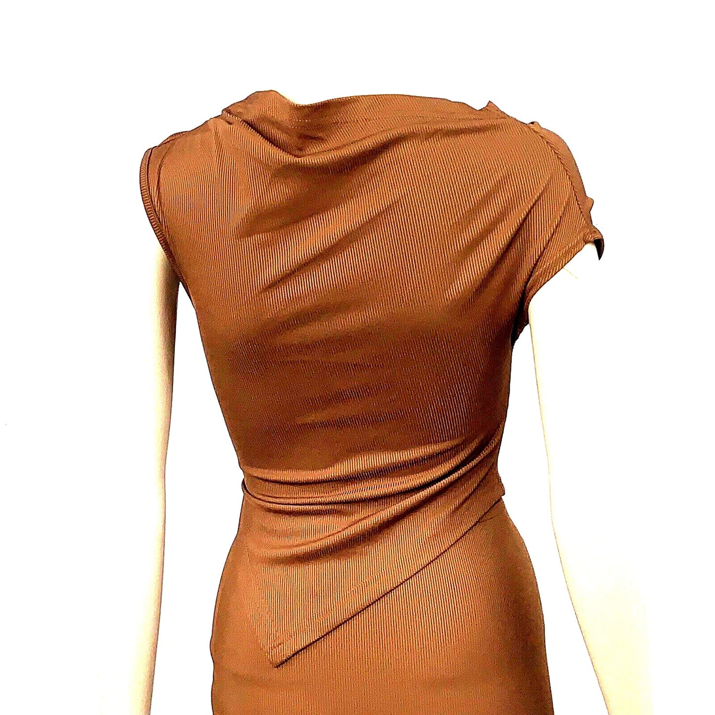 Micas Top and Maxi Skirt Set Womens XSmall Brown Asymmetrical Blouse Stretch New