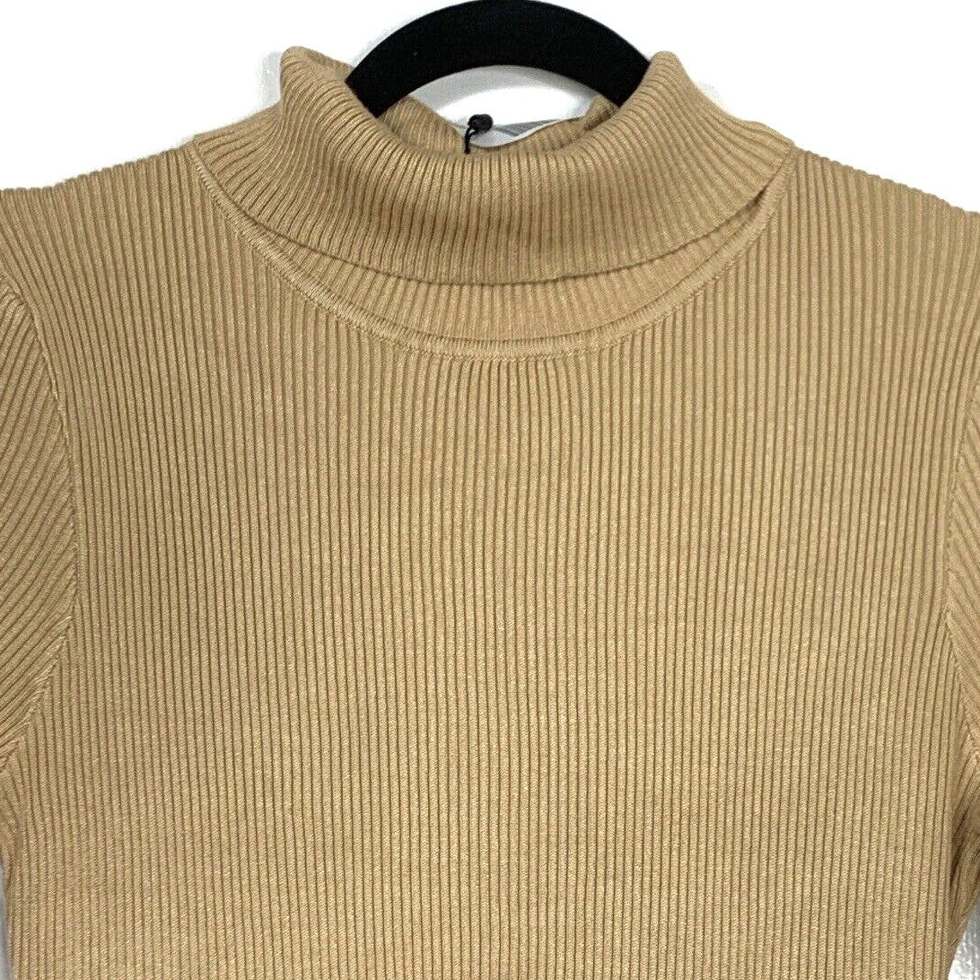 Missguided Dress Womens 14 Brown Roll Neck Split Side Bodycon Sweater Knit New